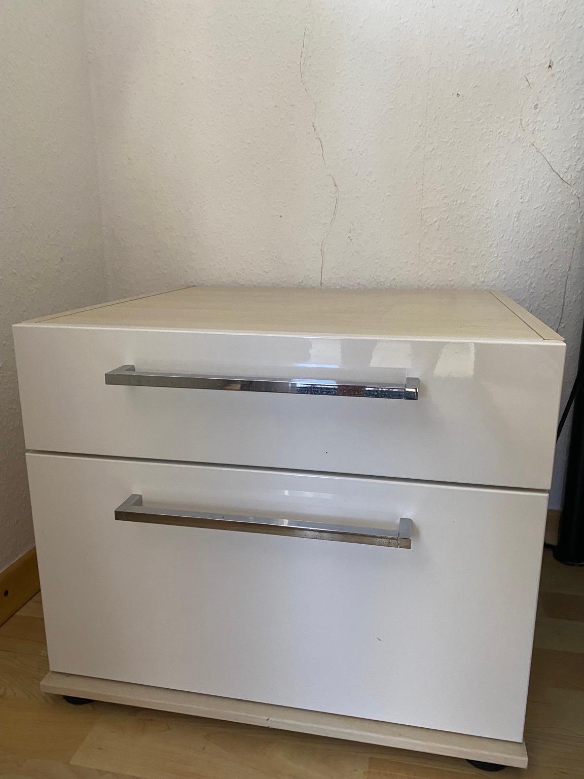 2Stück Schlafzimmer Nachttische weiß Lack #1