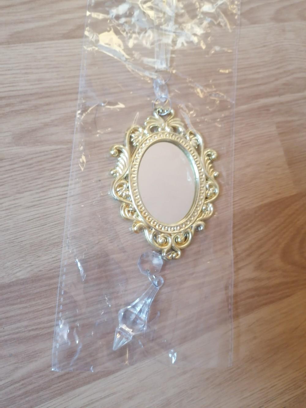 Deko Spiegel Anhänger Gold mit Stein #1