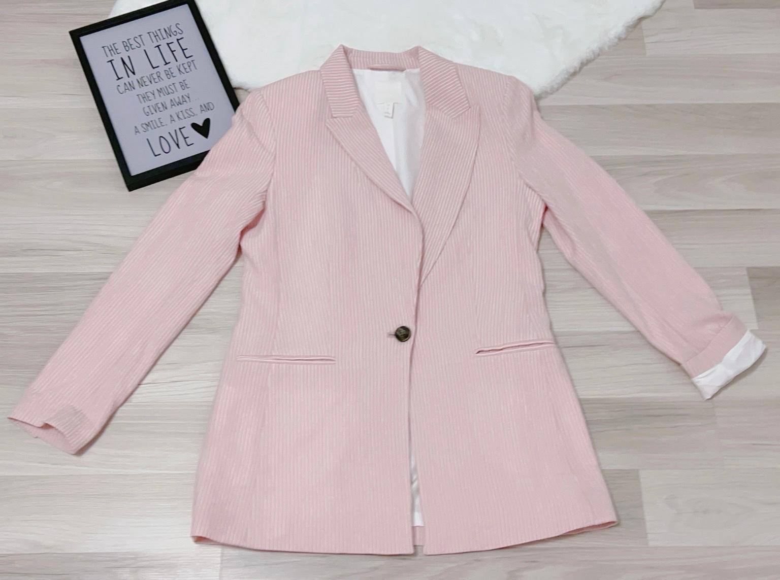 H&M Damen Blazer Rosa Nadelstreifen Gr 36 TOP #1