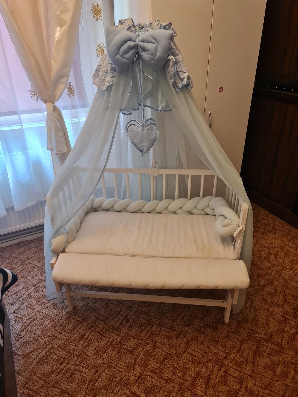 Baby Beistell Bett mit Himmel und Matratze #1