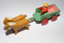 DDR Erzgebirge Holz  Figuren Pferdefuhrwerk Bauernwagen HO 00