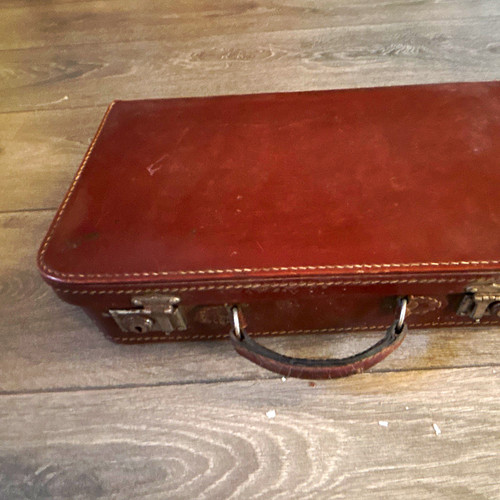 Leder hartschalenkoffer braun - leder,