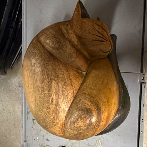 Holz katze skulptur figur - holz, skulptur/figur