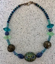 Ausgefallene Glasperlen-Kette mit Millefiori-Perle groß