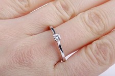 Verlobungs Ring Brillanten Diamant Solitär 0,15ct 750 18K Weiß Gold Gr 52! -