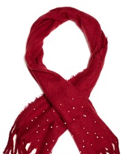 Schal Winterschal XXL Strickschal Perlen bestickt Fransen Viskose warm Kuschelig