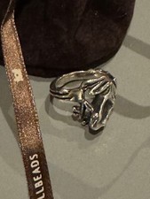Trollbeads retired Tree Frog silver ring, size 54