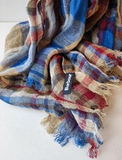 Barbour tartan linen scarf
