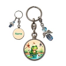 Metall Frosch Schlüsselanhänger mit Name und Schutzengel