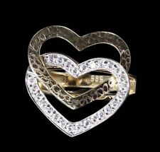585/- 14 Kt Bicolor Goldring mit Diamanten ca. 0,52 Ct , Herzform, Ringgröße 57.
