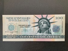 Souvenirschein-ONE HUNDRED DOLLARS # State of New York 1788 # US NY