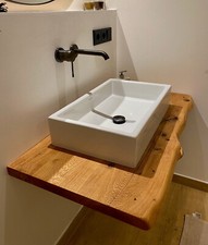 Waschtisch Eiche Holz Badezimmer Baumkante Aufsatzbecken Waschtischplatte geölt