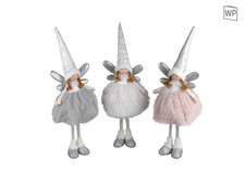 Formano Engel Stehend Textil Glitzer Weiß Grau Altrosa 40 cm Weihnachten Winter