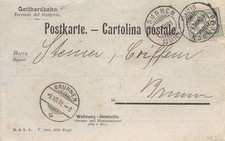 804663) Schweiz Karte der Gotthardbahn - Avis für Expressgut ( Eisenbahn ) 