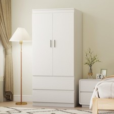 HOMCOM Kleiderschrank mit 2 Soft-Close-Türen Garderobenschrank mit 2 Schubladen