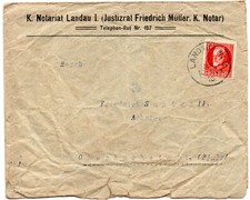 Brief Notariat Landau 9.6.16 nach Oberhochstadt Pfalz Justizrat Friedrich Müller