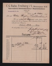 FREIBERG, Rechnung 1905, C. G. Rabe Zigarren-Fabrik Rohtabak-Handlung Rippen-Sch