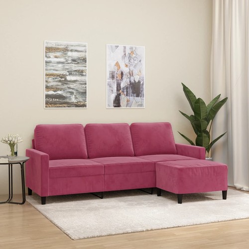 Sitzer sofa mit hocker samt - 3-sitzer-sofa,