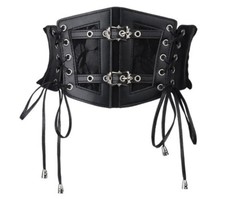 GOTHIC KORSETT GÜRTEL TAILLE 68cm VEGANES LEDER TAILLENGÜRTEL SPITZENEINSATZ