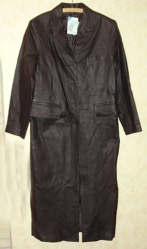 Ledermantel bodenlang schwarz