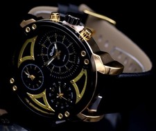 XXL Monster Watch Herren Armband Uhr  Dual Triple Timer Schwarz 3 Zeitzonen NEU*