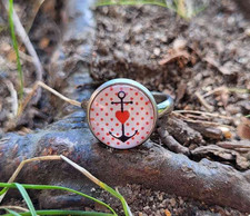 Ring Ankerherz / Nautic / Glas