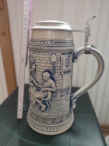 Bierkrug mit zinndeckel - mit,