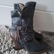 Mustang Stiefeletten Gr.38 Wedges Keilabsatz gefüttert...