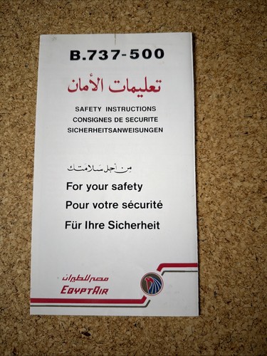 Egyptair b737 500 safety card - safety,