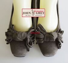 JOHN GREY Italy Keil Ballerina Abendschuhe Schleife Leder Velourleder Taupe 38,5