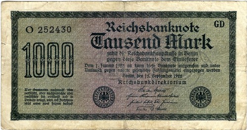Reichsbanknote 1000 mark 1922 - reichsbanknote,