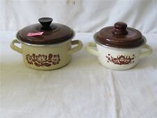 2 x DDR Emaille Topf Kochtopf Emailletopf Emaillegeschirr Pflanzgefäß Gartendeko
