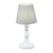 LED Tischlampe Nachttischlampe Deko Lampe Retro Tischleuchte Stoff Holzfuß GRAU