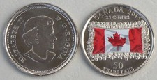 Kanada / Canada 25 Cents Gedenkmünze 2015 50 Jahre Kanadische Flagge in Farbe