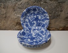 4 Hutschenreuther Hohenberg Suppenteller weiß/blau 1939-1946 Olivia blau