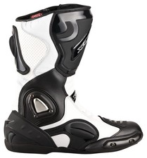 Motorradstiefel von XLS Racing Boots schwarz weiß Lederstiefel Gr. 40 - 47