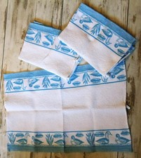 3-teilig Set Geschirrtücher 100% Baumwolle Küche Enten weiß/blau
