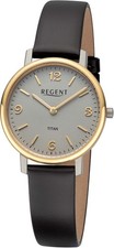 REGENT Armbanduhr Titan 12090338 31 mm Analog Lederarmband bicolor Titangehäuse