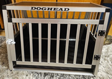 DOGHEAD Hundetransportbox Hundebox, Hundekäfig aus Aluminium, Autobox 70x60x50cm