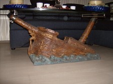 Glas Wohnzimmertisch Couchtisch ausgefallener Blickfang Schiff