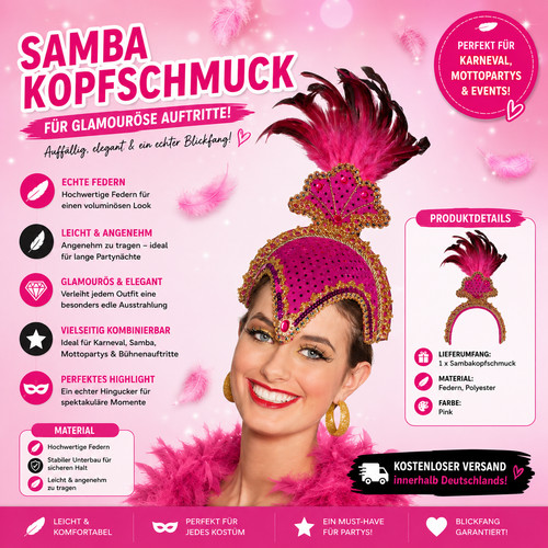 Samba kopfschmuck pink - kopfschmuck,