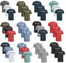 Jack & Jones 3er Pack Herren T-Shirt Kurzarm Rundhals Shirt Slim  Logo Print Neu