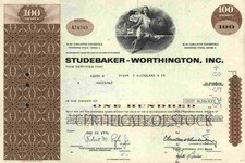 Studebaker Worthington Inc. Packard 1976 South Bend Indiana Detroit 100 Shares