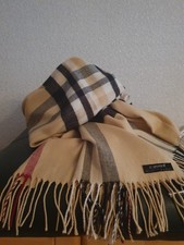 Cashmink Schal Karo beige, 187 x 52 cm, weich, sehr guter Zustand
