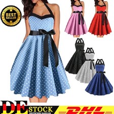Damen Retro Rockabilly Petticoat 50er 60er Partykleid Abend Vintage Swing Kleid~