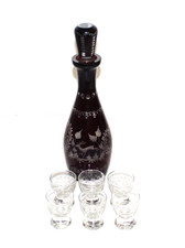 DDR Glas Karaffe mit Waldmotiv