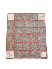 Häkeldecke Granny Square aus Alpaka Wolle beige rot 82 x 96 cm handmade neu