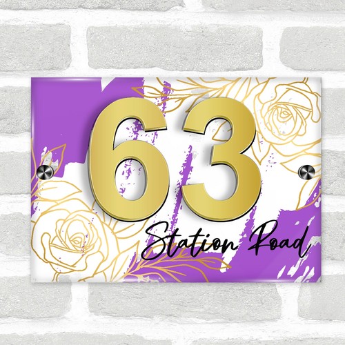 Lila gold rose acryl haus - rose, 3d