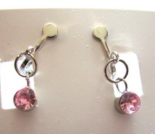 Rosa Strass Ohrclips Clips