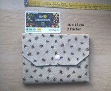 Portemonnaie Geldbörse Ausweishülle 2 Fächer Handarbeit Handmade verstärkt Biene